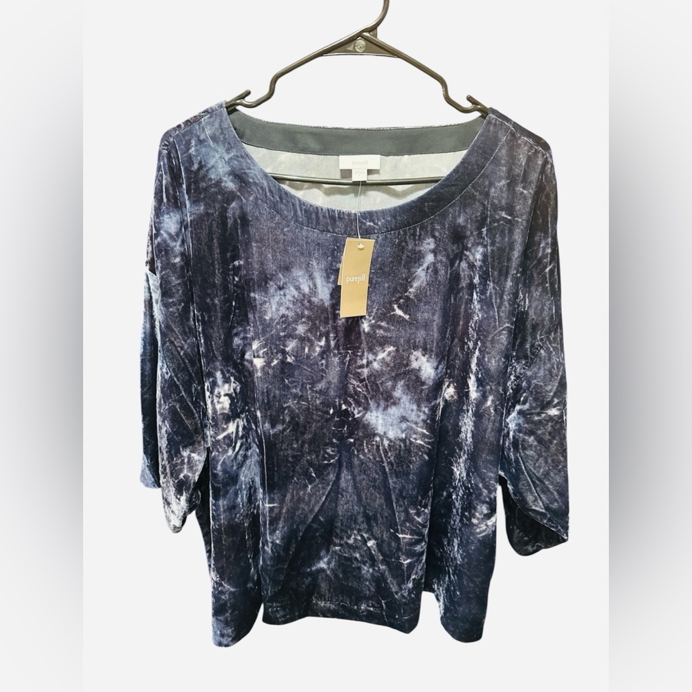 Elegant Navy Tie-Dye Blouse